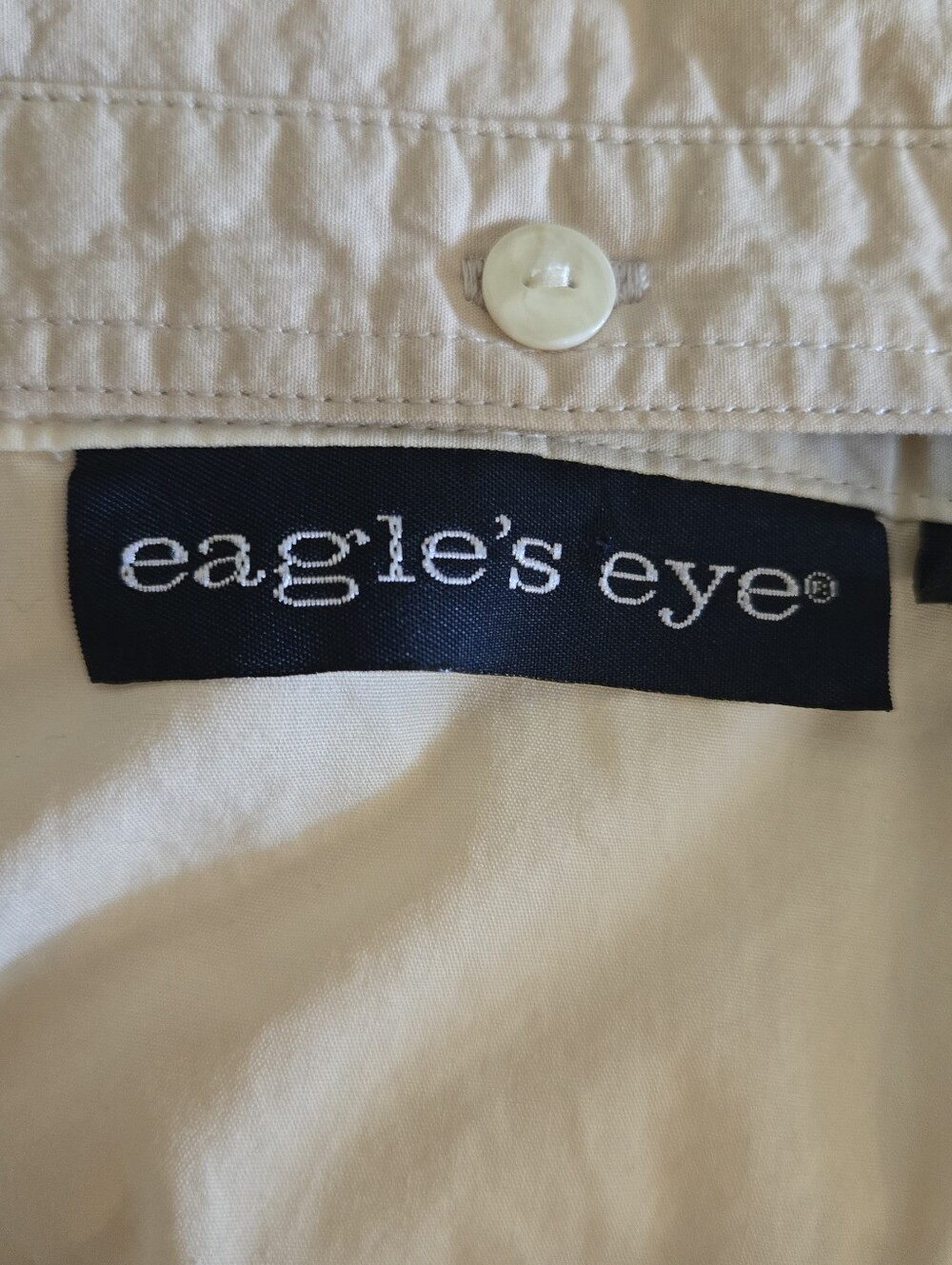Vintage Eagles Eye Cream Embroidered Collar Short-Sleeve Shirt Size M - Picture 9 of 12